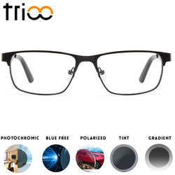 TRIOO Prescription Glasses Men Myopia Eyeglasses Transparent Thin Square Metal Frame Eyewear Clear Reading Computer Spectacles