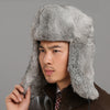 New Russian Trapper Hat For Men Genuine Fur Thicken Male Winter Real Rabbit Fur Hats Winter Outdoor Leather Bomber Hats Men