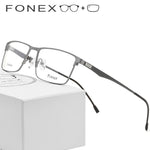 Titanium Alloy Prescription Glasses Men Ultralight Square Myopia Prescription Eyeglasses Metal Optical Frame Screwless Eyewear