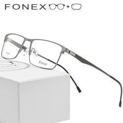 Titanium Alloy Prescription Glasses Men Ultralight Square Myopia Prescription Eyeglasses Metal Optical Frame Screwless Eyewear