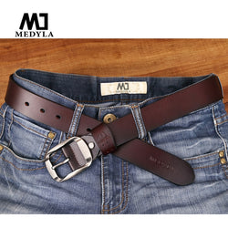 MEDYLA Dropship High Quality Genuine Leather Luxury Strap Male Belts For Men Jeans Casual Belt Pin Buckle Masculine Cummerbund